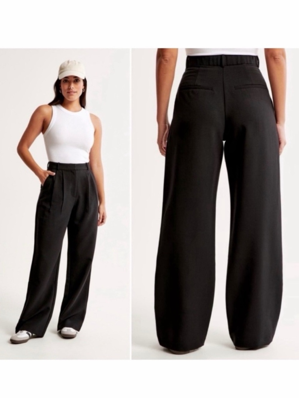 Abercrombie & Fitch curve love Sloane Tailored Wide Leg High-Waist Black Pants